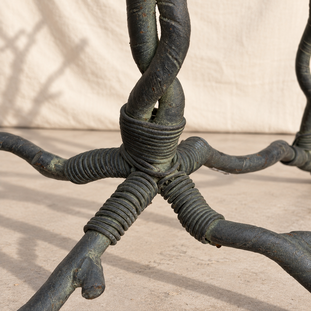 Sculptural Tree-Form Metal Floor Stand with Twisted Trunk and Root Base