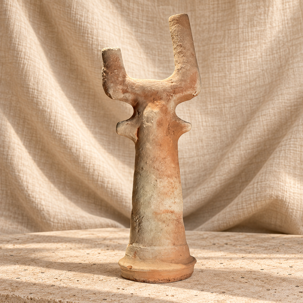 Mid-century Moroccan double-spout terracotta vessel with organic tree-like form and earthy unglazed finish, a sculptural handcrafted pottery object — Hommes and Gardens, Vases + Vessels Collection, Objects + Curiosities Collection, Home Decor, Interior Designer, Home Design, Luxury Design, Art, Furniture, Objects, Primitive Pottery, Moroccan Design, Mediterranean Decor, Organic Modern, Best Gifts, Nature.