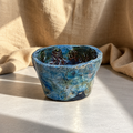Signed NG studio pottery bowl with blue glaze and floral interior