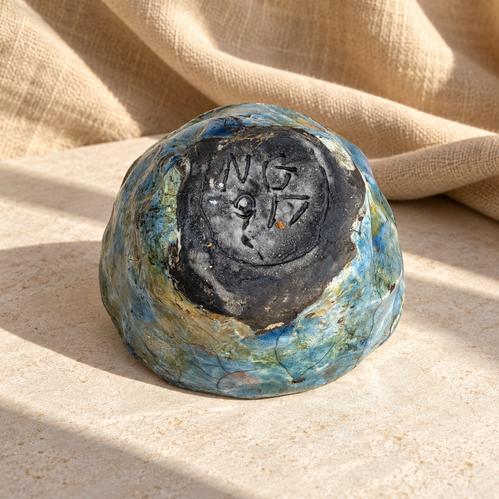 Base of studio pottery bowl showing NG signature