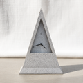 Postmodern triangular table clock with speckled gray finish