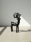 Elegant Modern Black Reindeer Sculpture with Abstract Antler Design