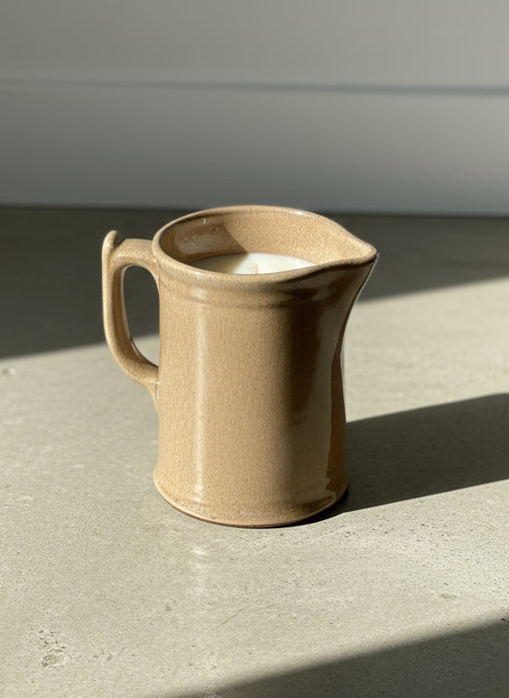 Hearthstone Pitcher Candle – Rustic Handcrafted Ceramic Vessel