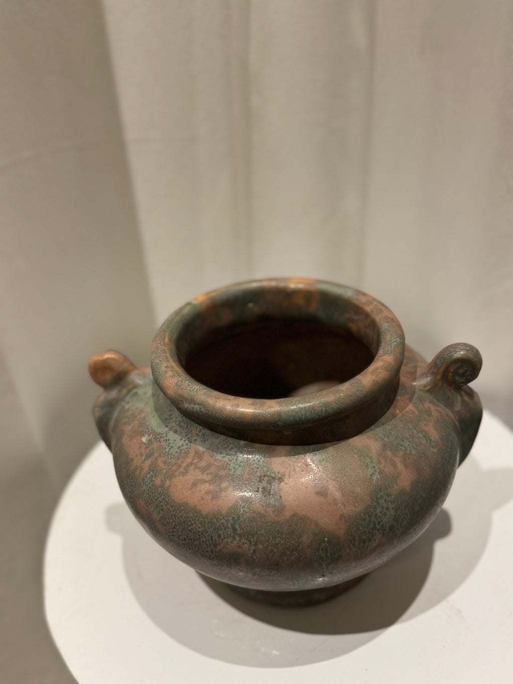 Loop handle detail on 1930s Weller Pottery vessel