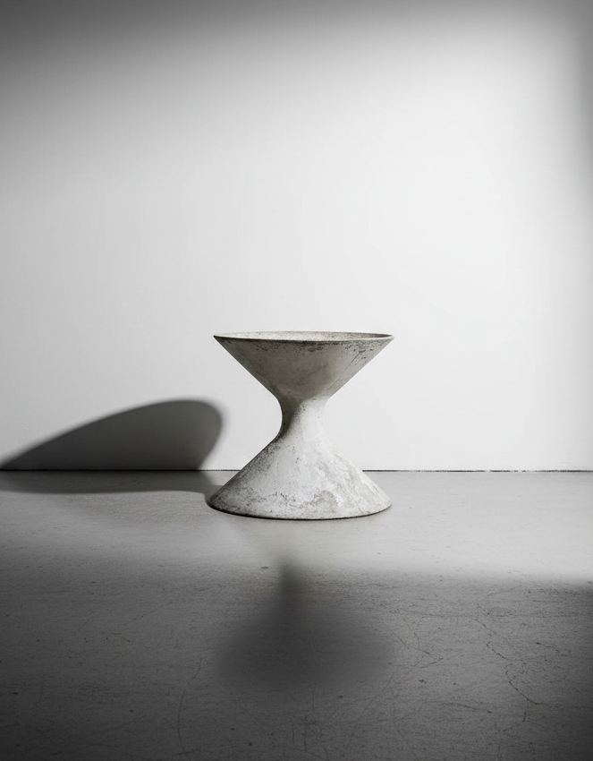 willy guhl diabolo planter 1960s concrete