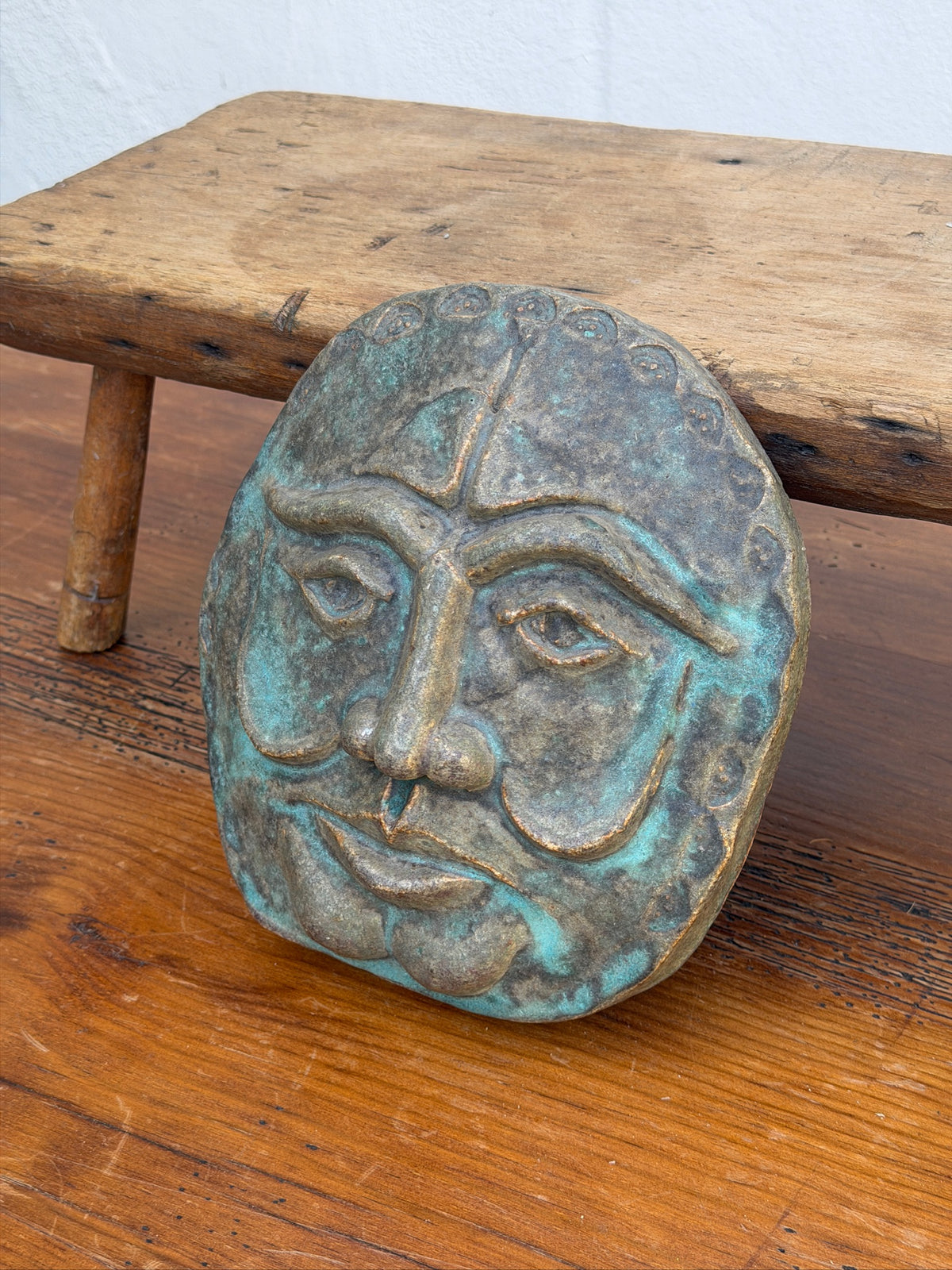 1990 sculptural face wall plaque signed R. Hardy