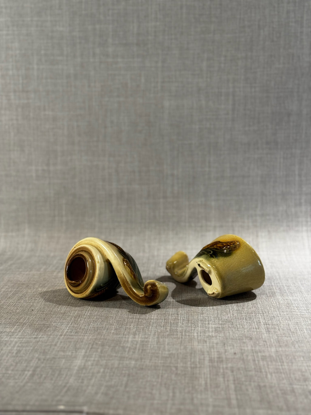 Vintage Hull Pottery Pine Cone Candle Holders – Parchment Glaze Pair