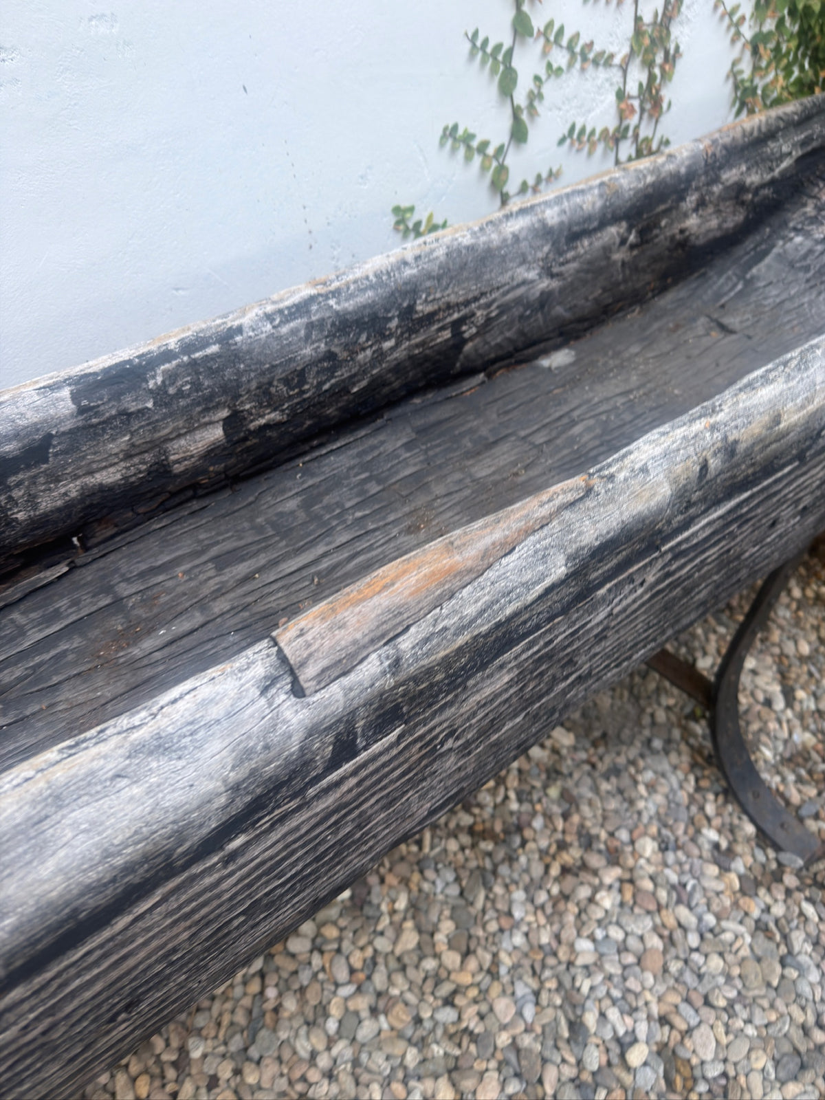 Monumental 104-Inch Mid-19th Century French Hand-Hewn Wood Trough Planter, 1850s