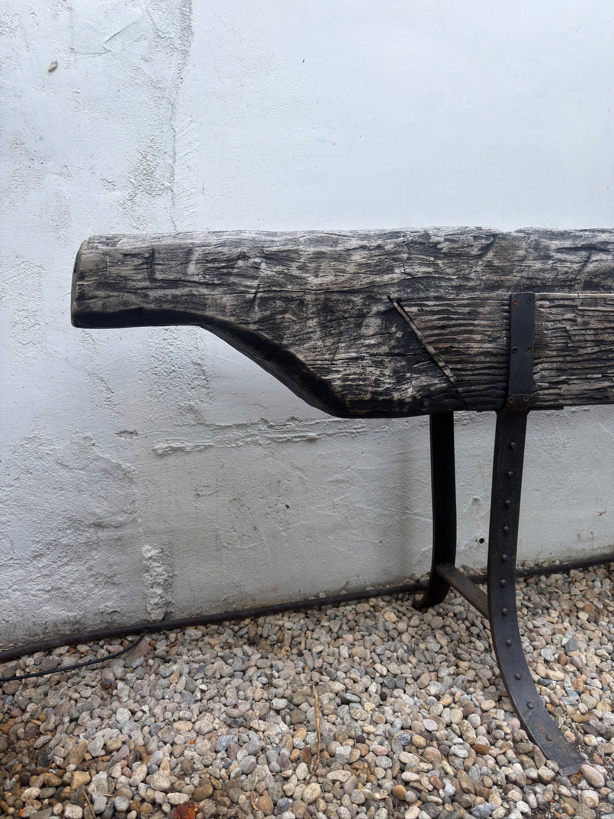 End view of monumental French wooden trough