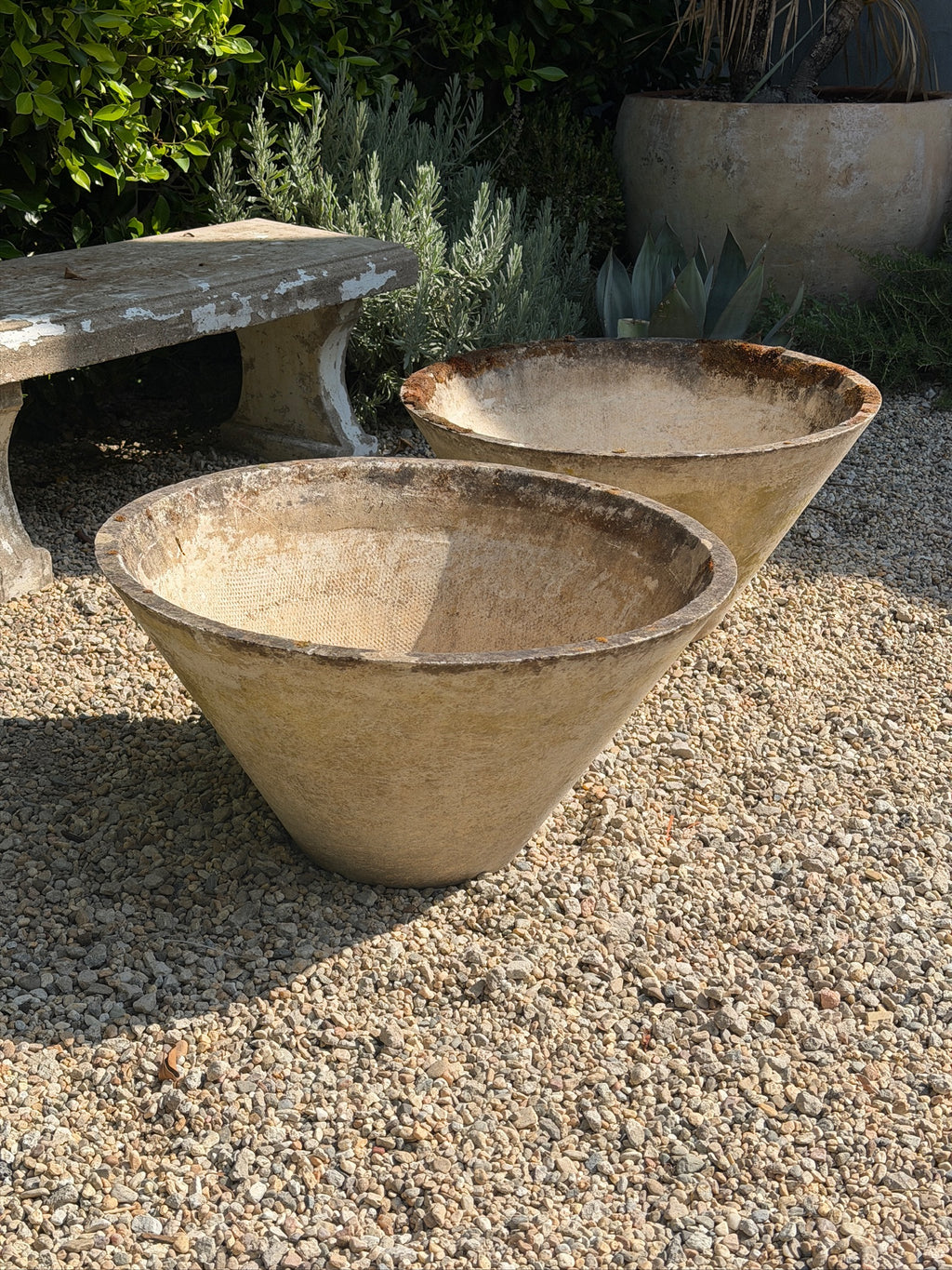 Side view of Willy Guhl conical garden planter