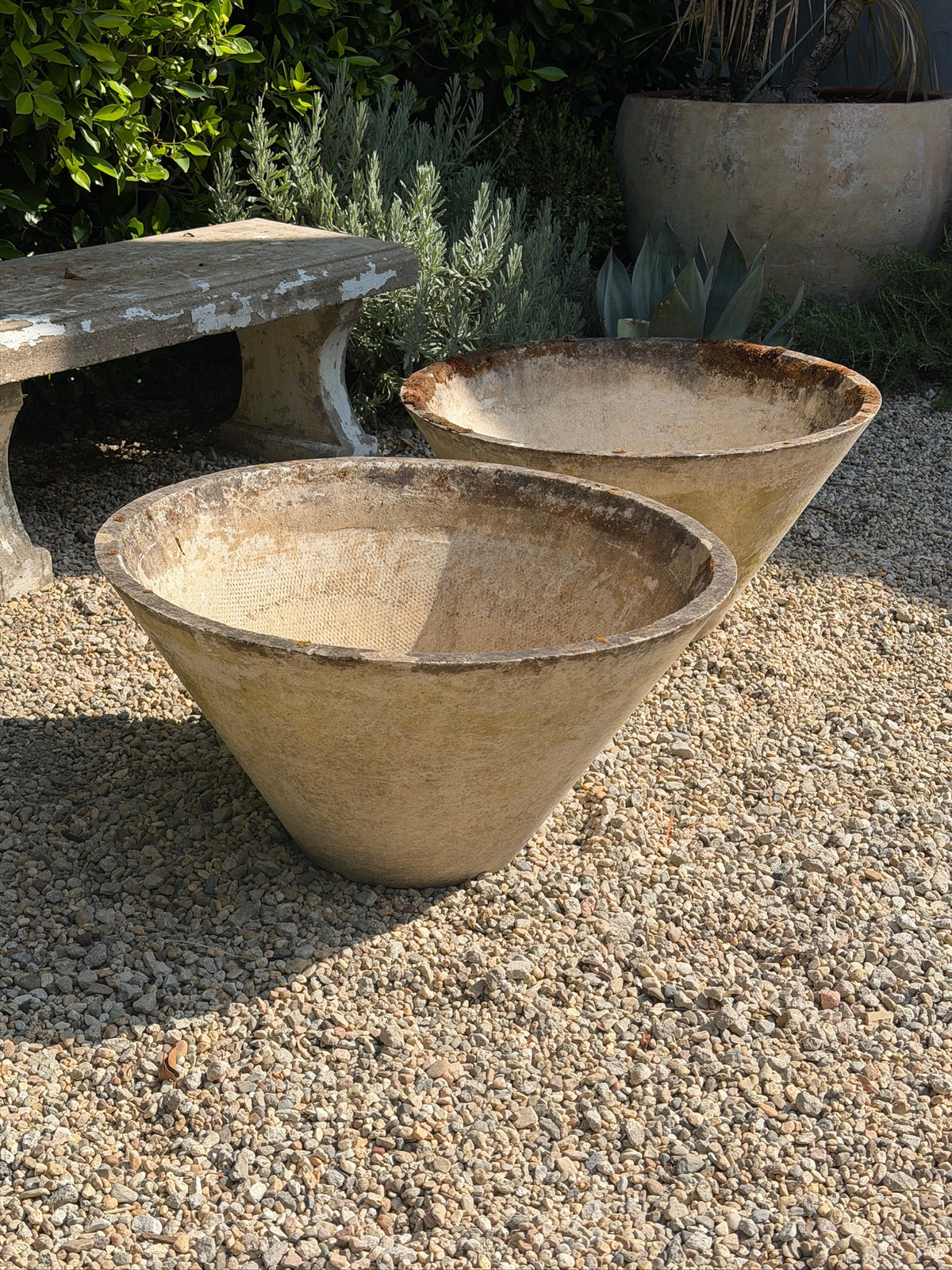 Side view of Willy Guhl conical garden planter