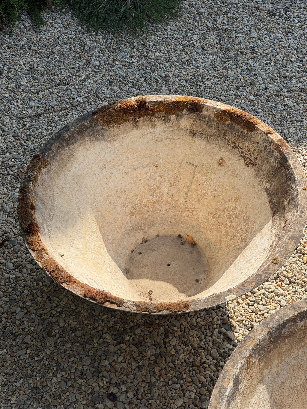 Top view of Willy Guhl conical planter showing circular opening