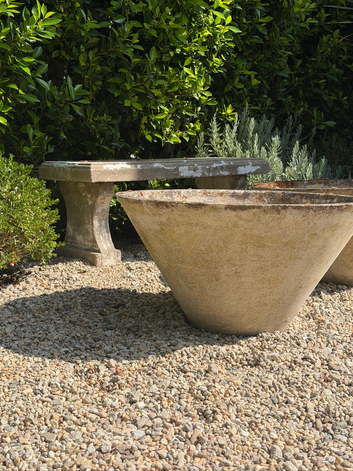 Vintage Willy Guhl cement planter with tapered conical shape