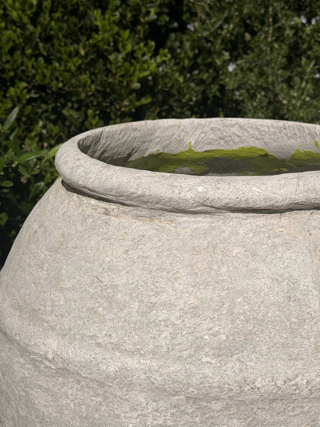 Close-up of weathered surface on Willy Guhl garden vase
