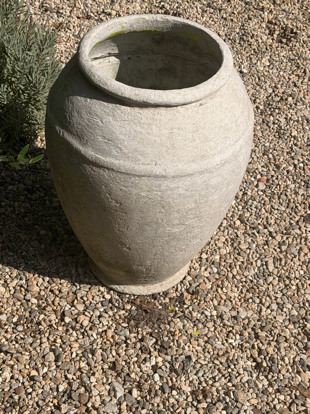 Mid-century Willy Guhl vase with aged cream and gray patina