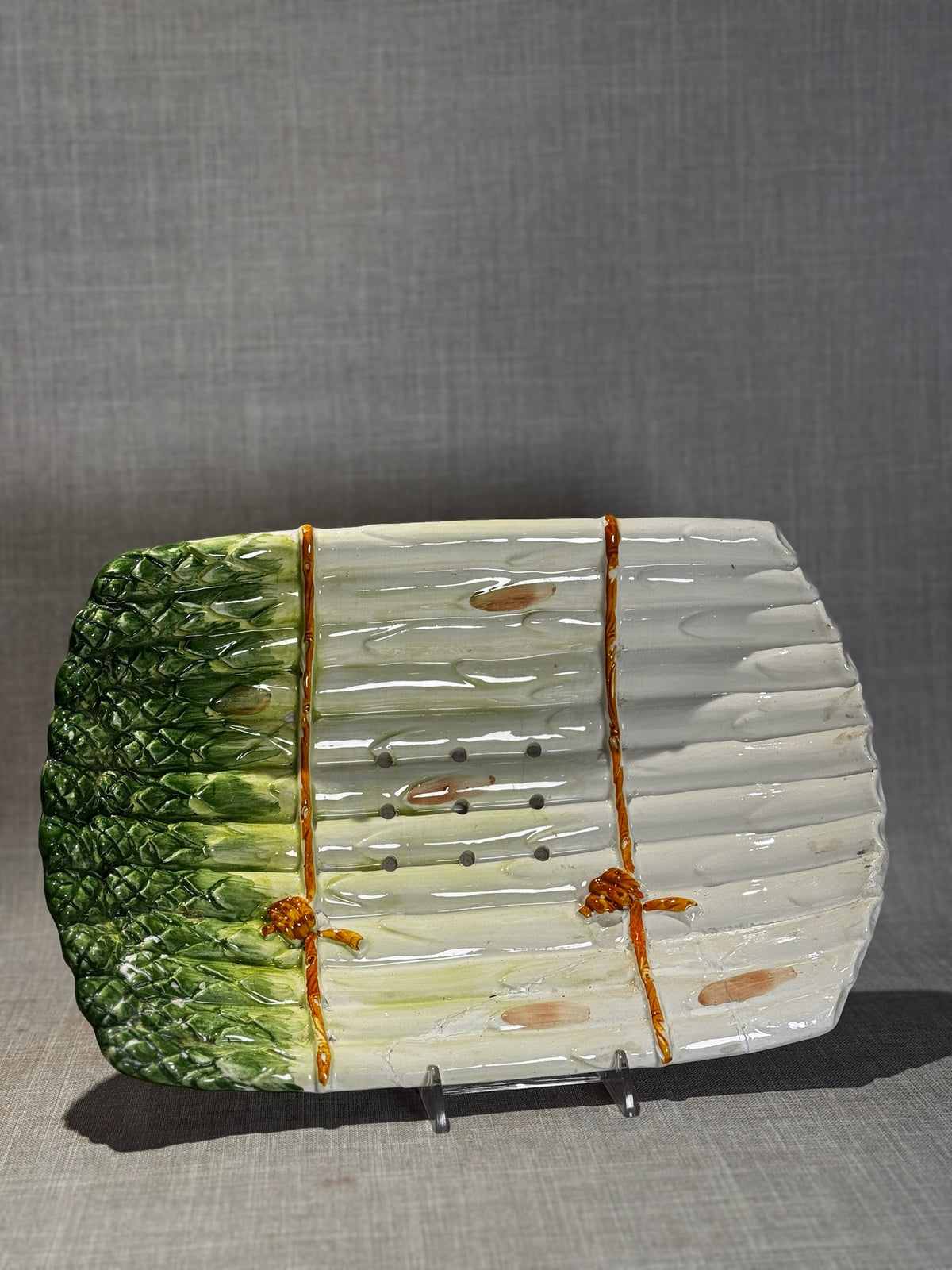 hand painted majolica platters asparagus ceramic platter set vintage decor