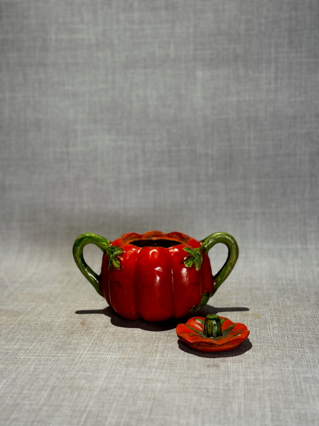 figural ceramic tomato sugar bowl