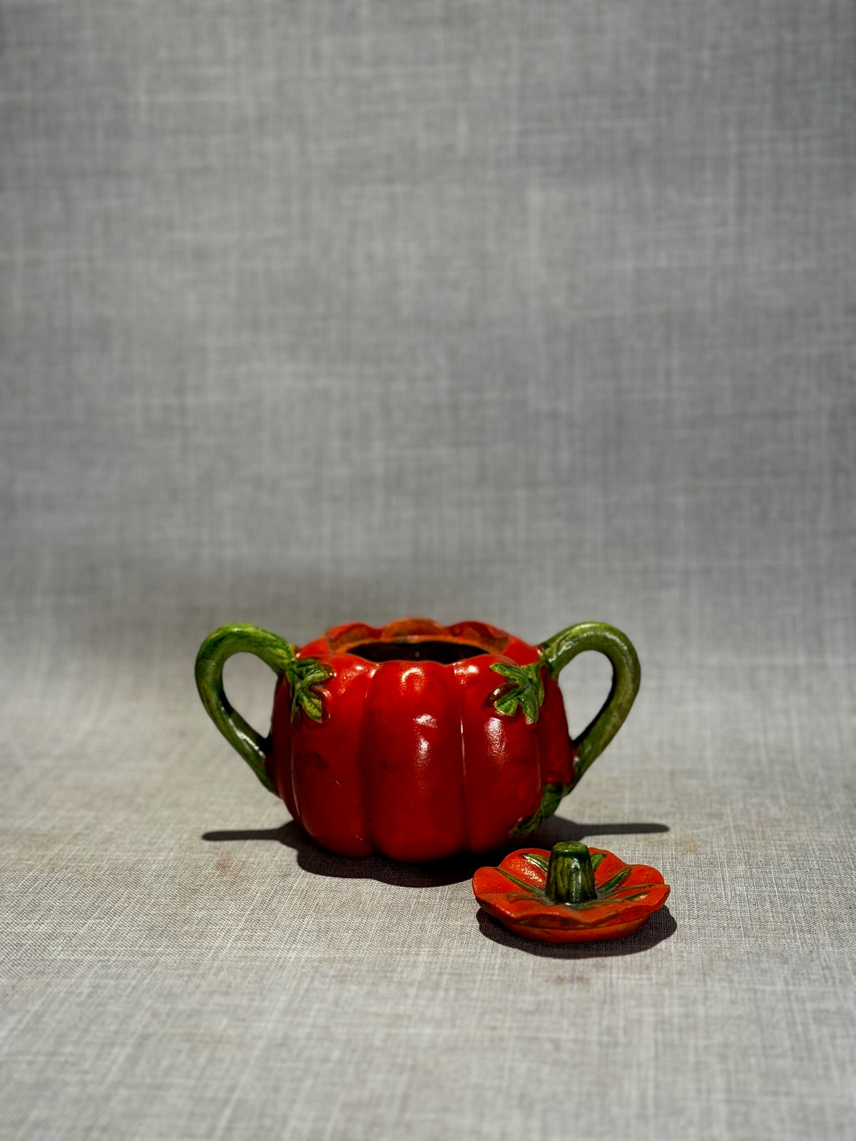figural ceramic tomato sugar bowl