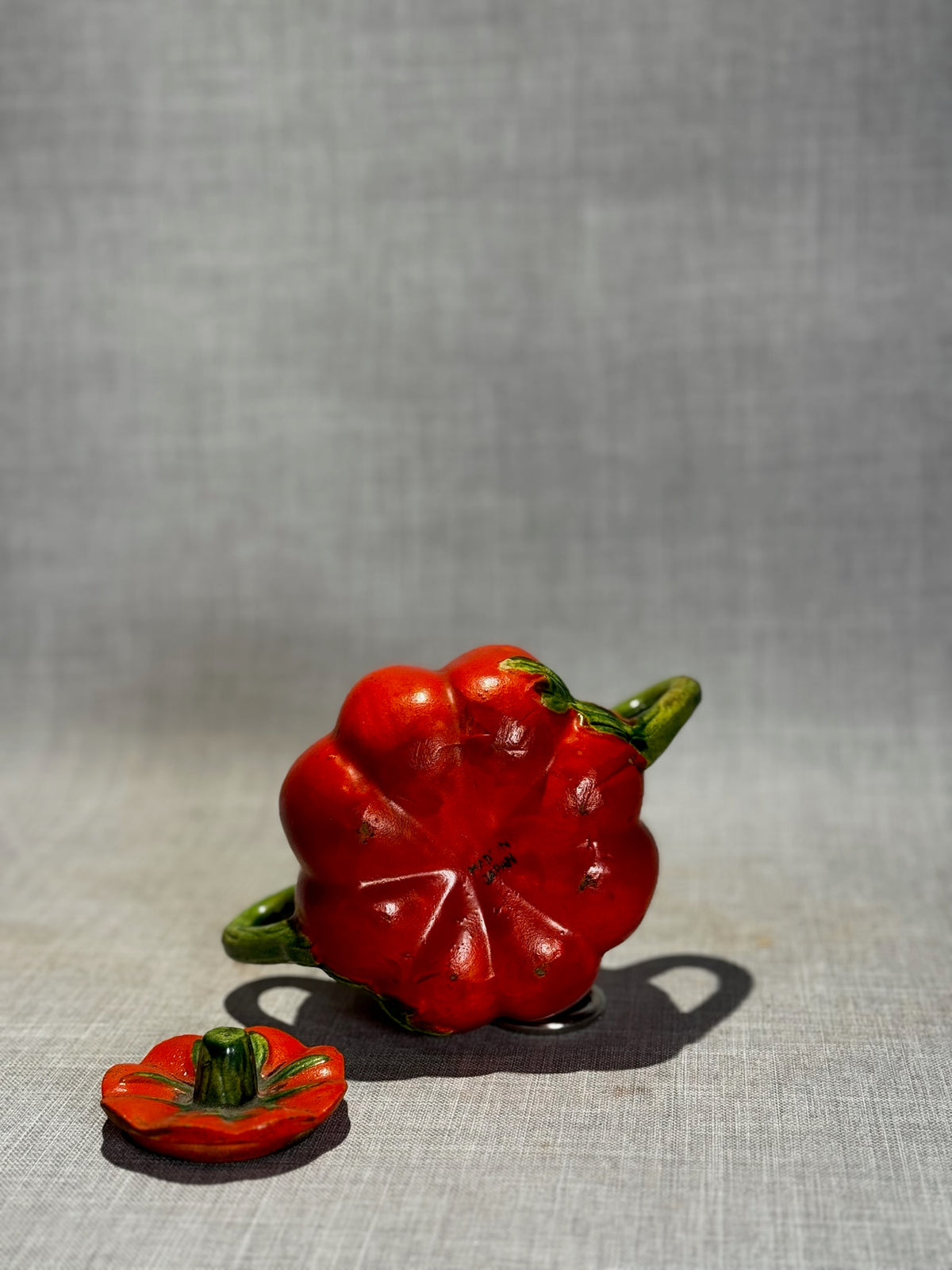 hand painted ceramic tomato sugar bowl