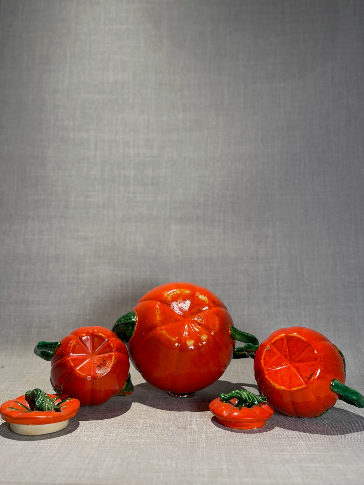 figural pumpkin tea set ceramic