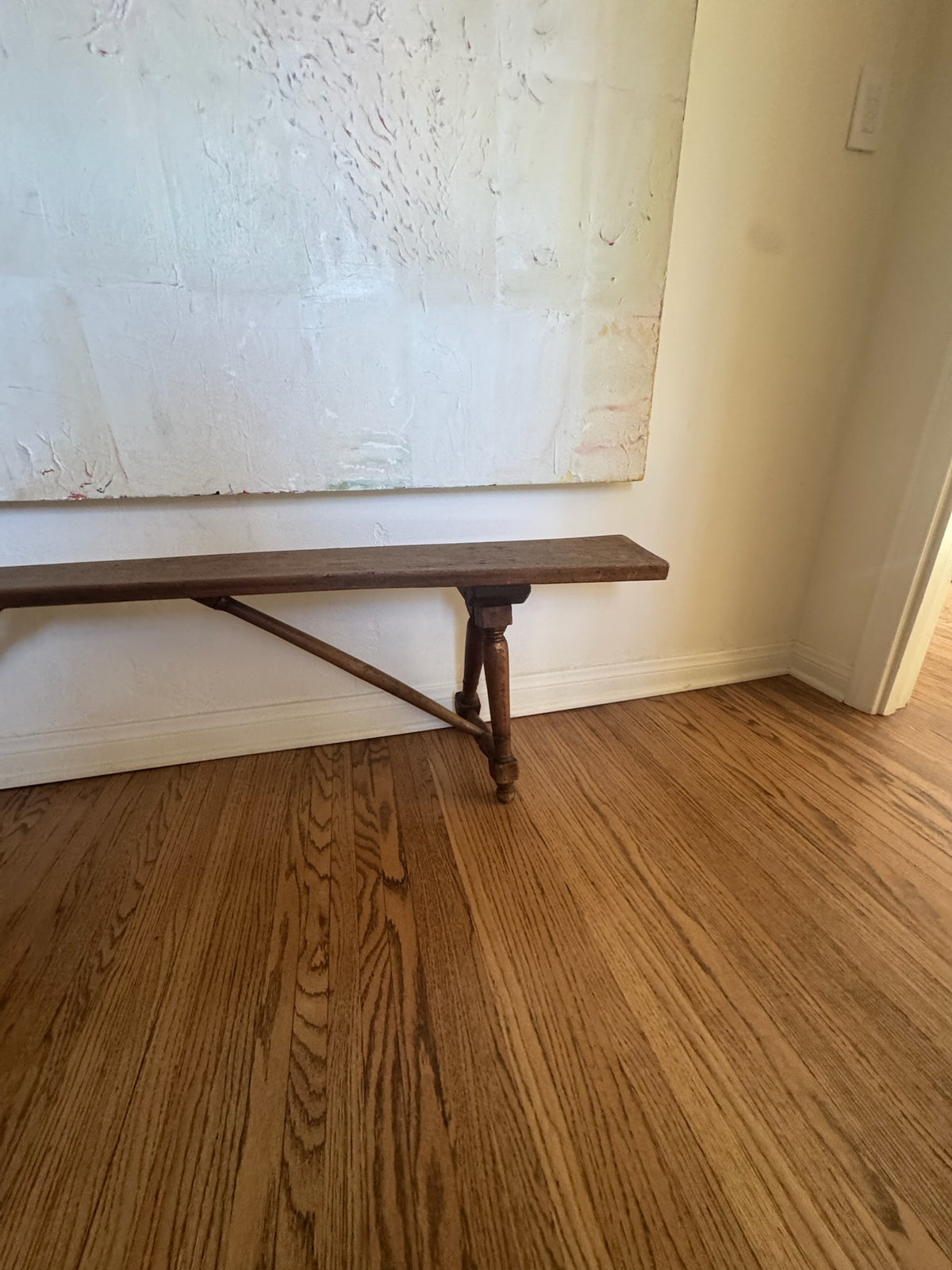 Early 19th Century French Vineyard Trestle Bench in Solid Hardwood