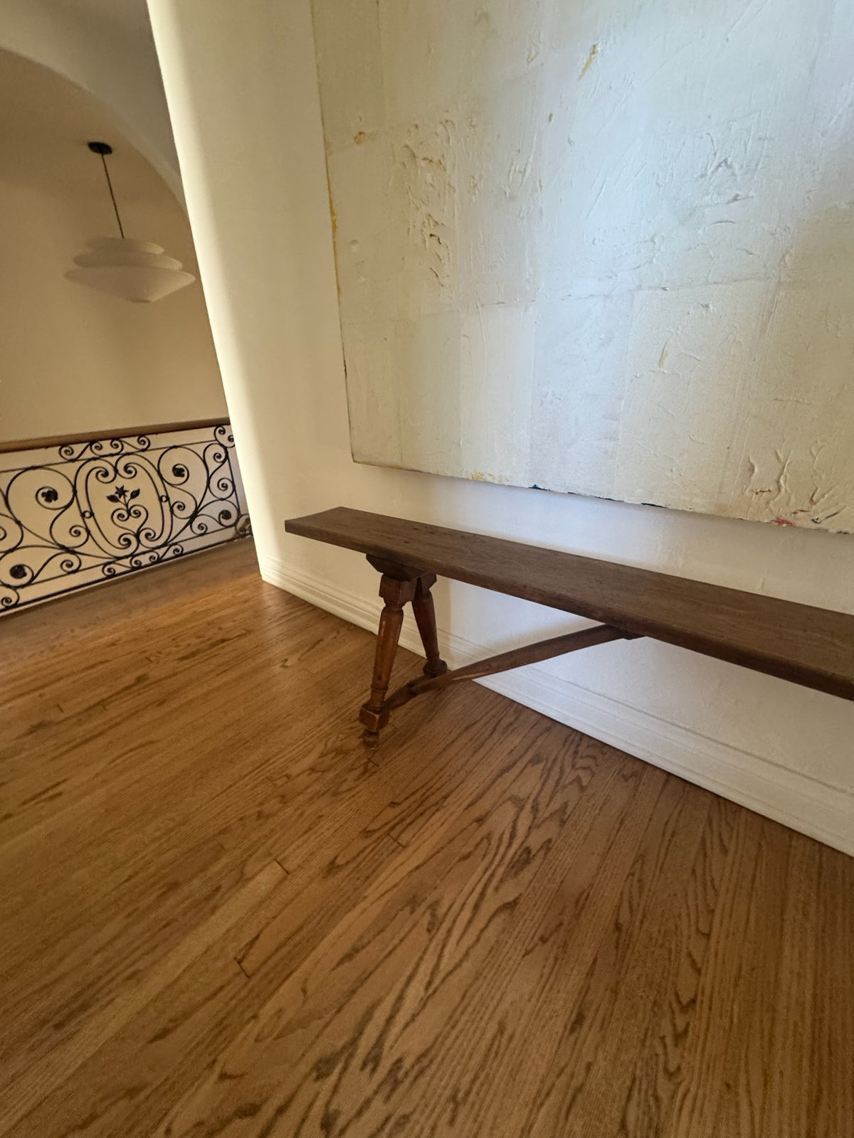 Early 19th Century French Vineyard Trestle Bench in Solid Hardwood