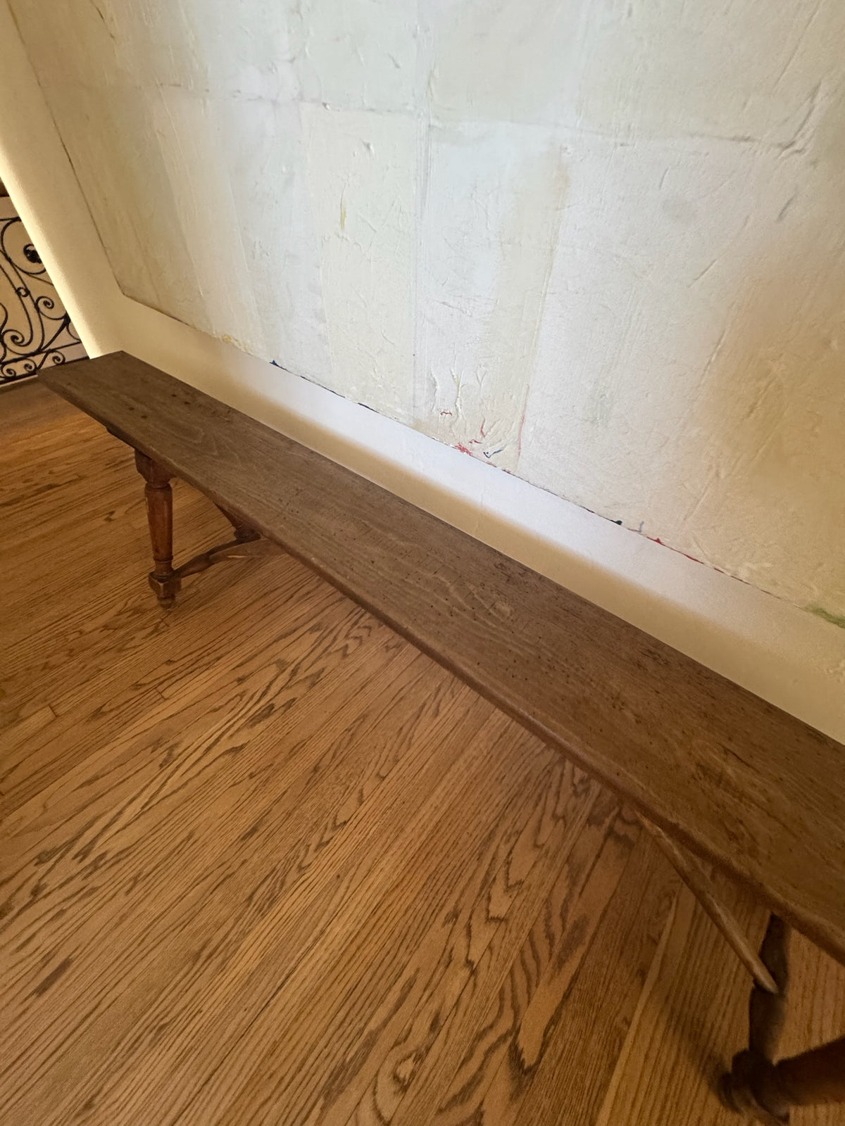 Early 19th Century French Vineyard Trestle Bench in Solid Hardwood