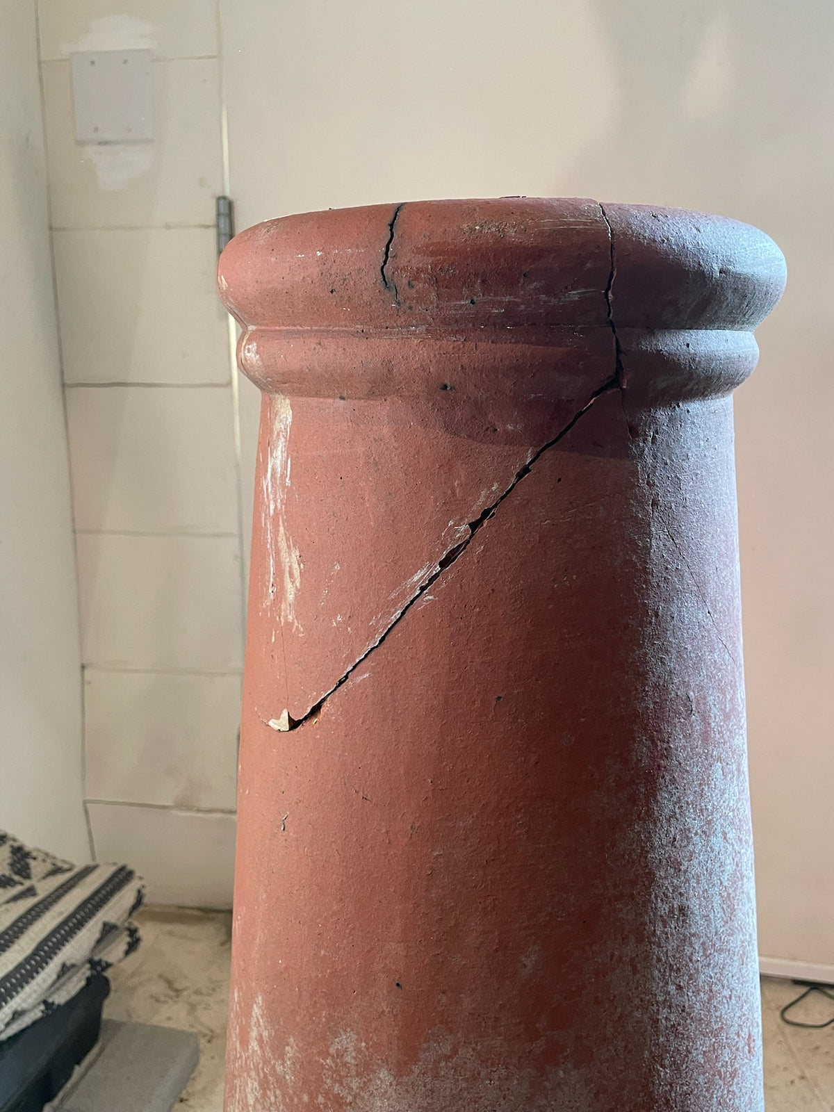Antique English Red Terracotta Chimney Pot with Aged Patina and Weathered Character