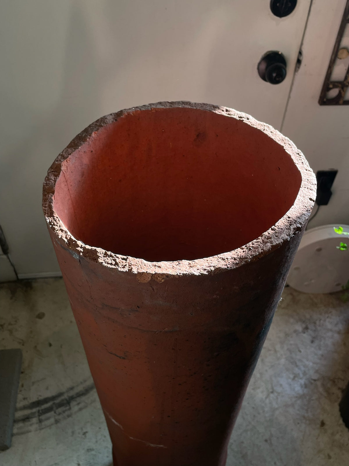 Antique English Red Terracotta Chimney Pot with Aged Patina and Weathered Character