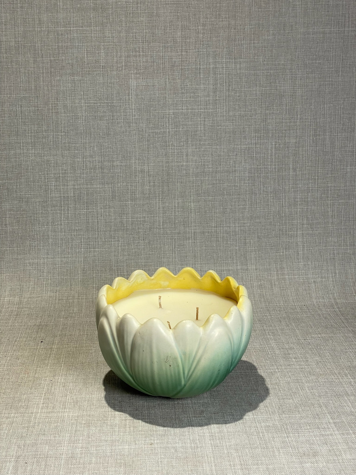 Rare Weller Pottery Lotus Blossom Candle – Hand-Glazed Art Deco