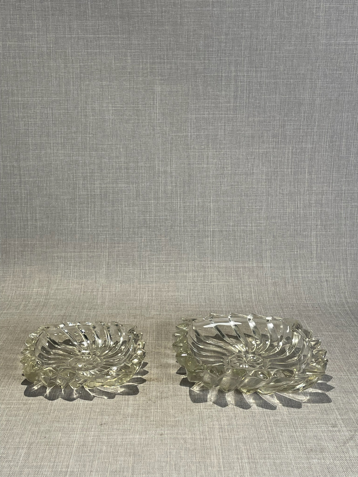 Vintage Cut Crystal Swirl Candle Holders – Square Art Deco Pair
