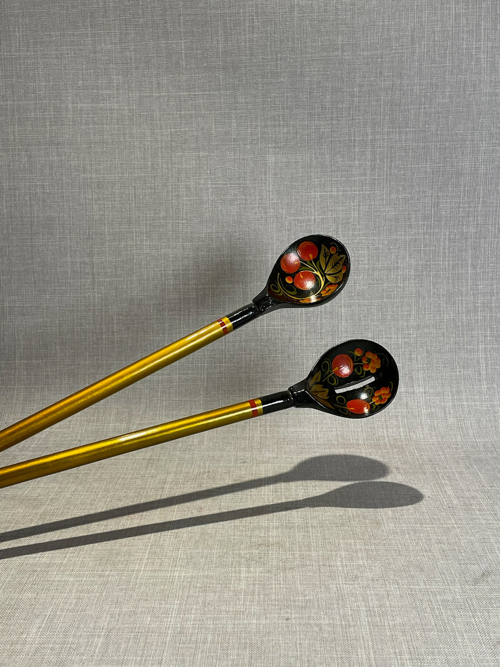 Khokhloma wooden kitchen serving spoons set