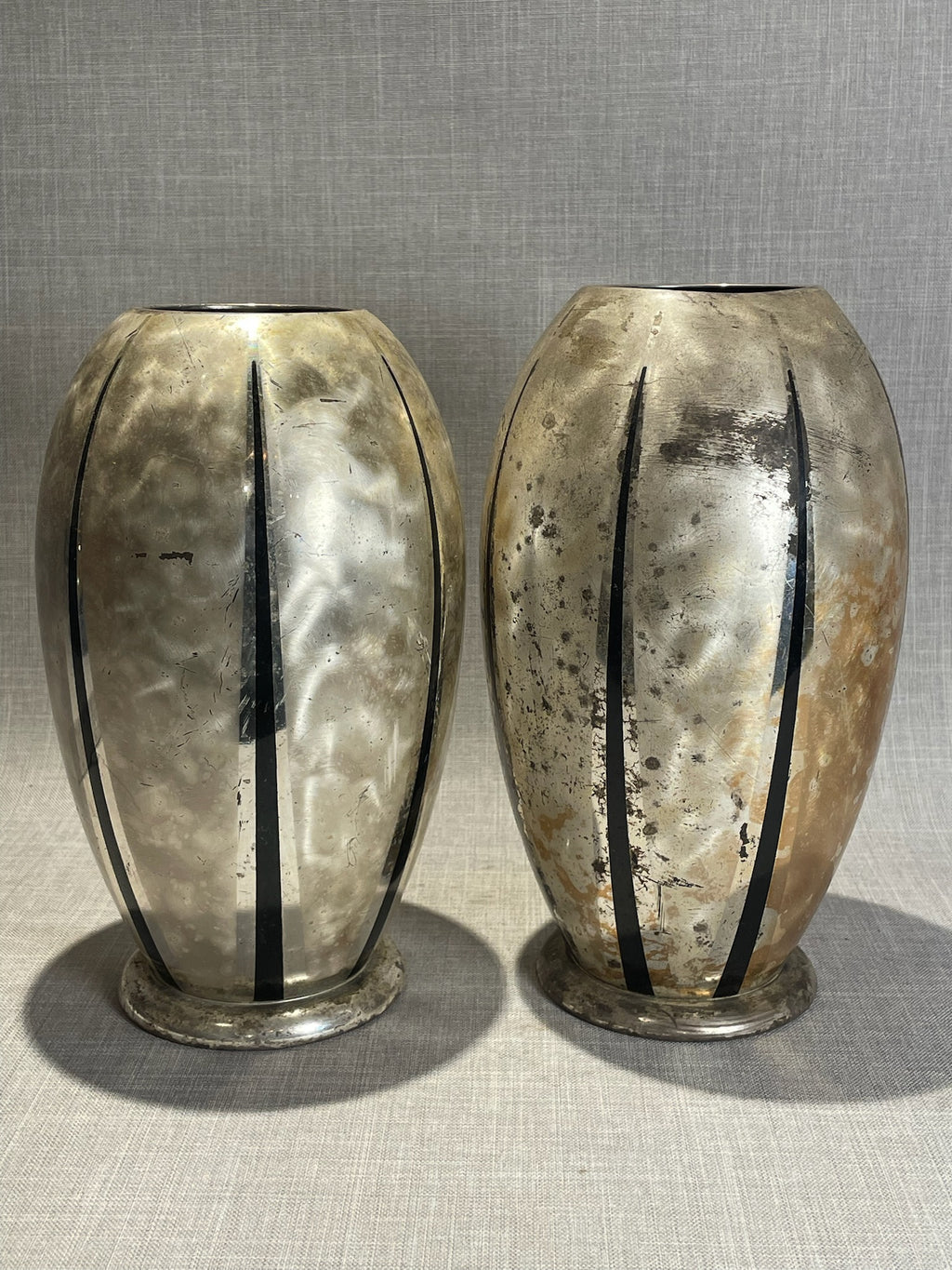 Vintage WMF Ikora Silver-Plated Art Deco Vases, Germany c.1940s - Set of 2