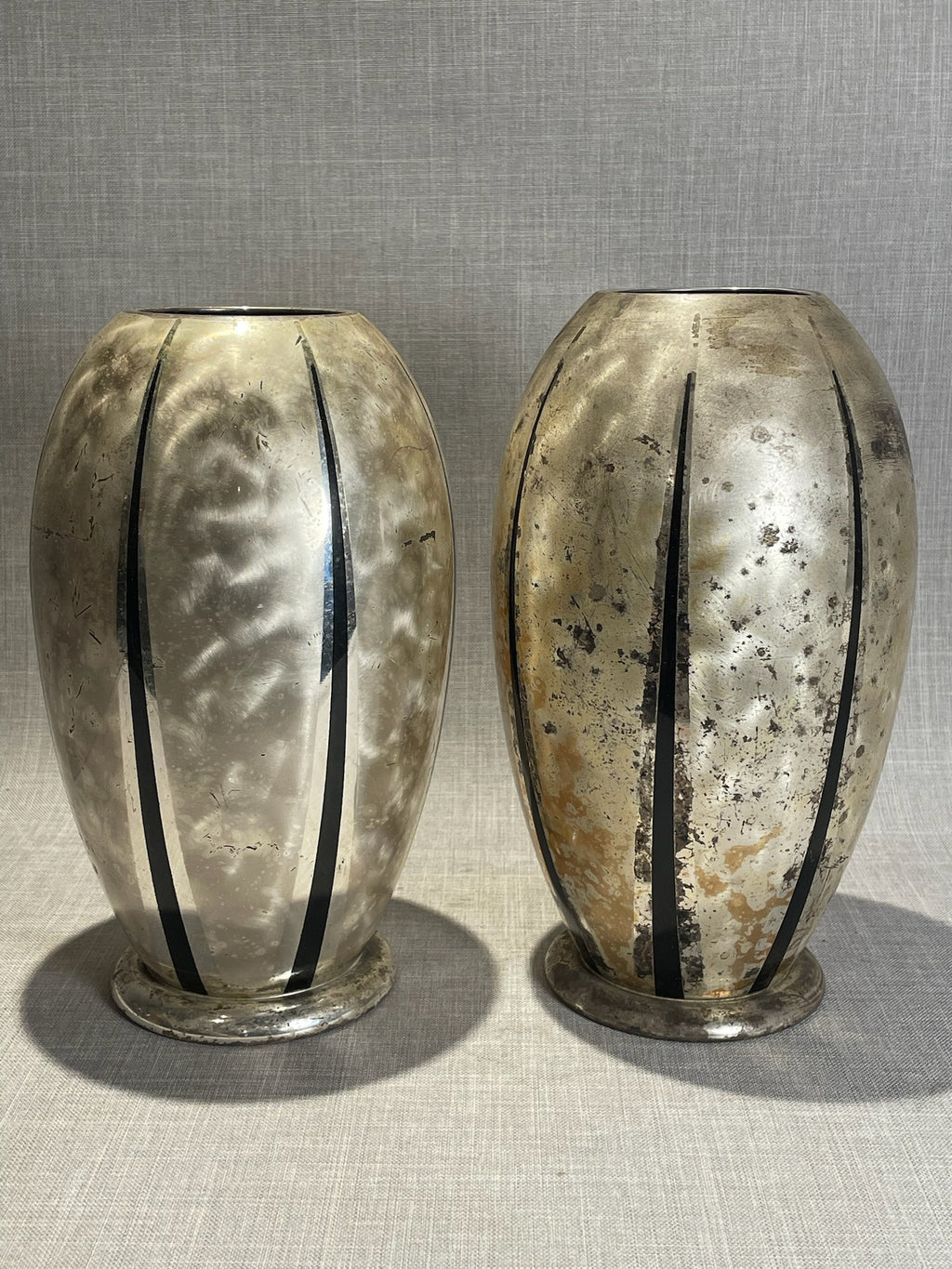 Vintage WMF Ikora Silver-Plated Art Deco Vases, Germany c.1940s - Set of 2