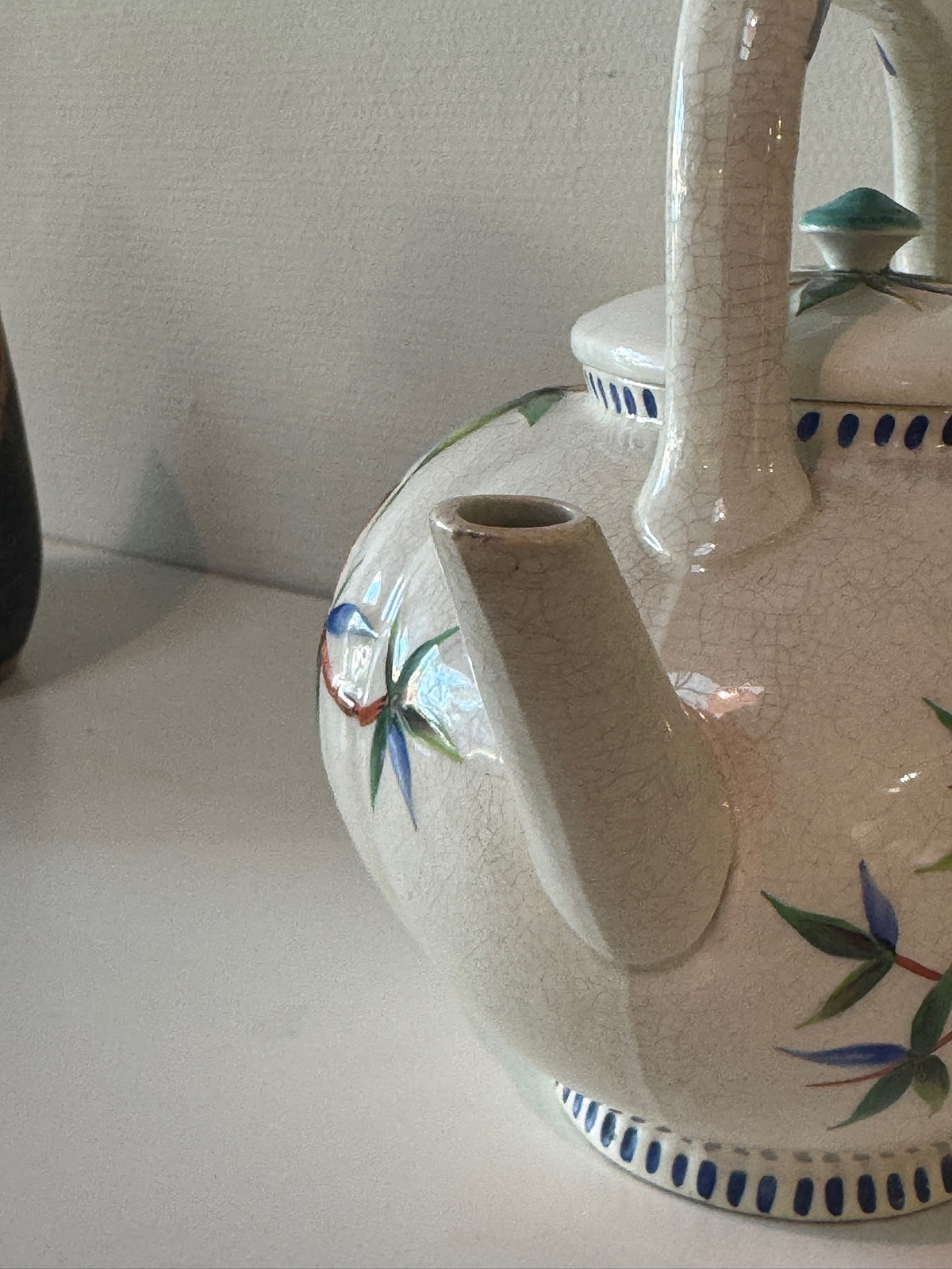 antique english porcelain teapot bamboo pattern wedgwood