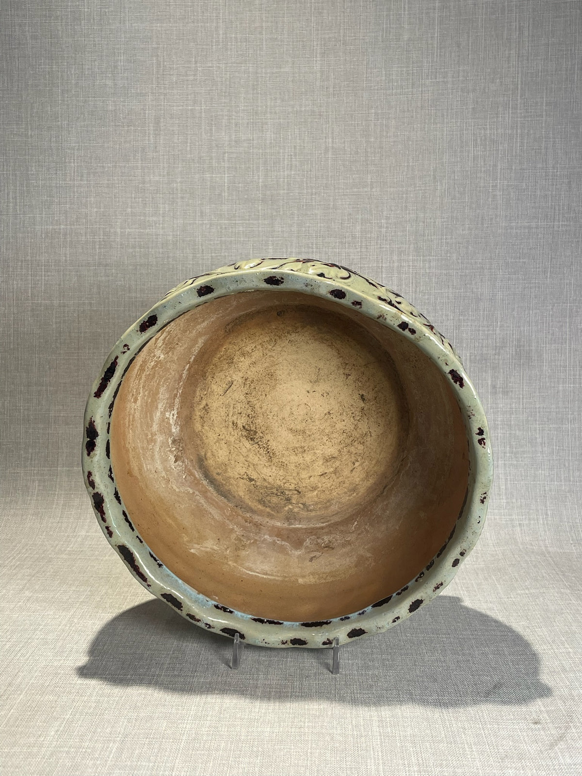 decorative green ceramic serving bowl with leaf design