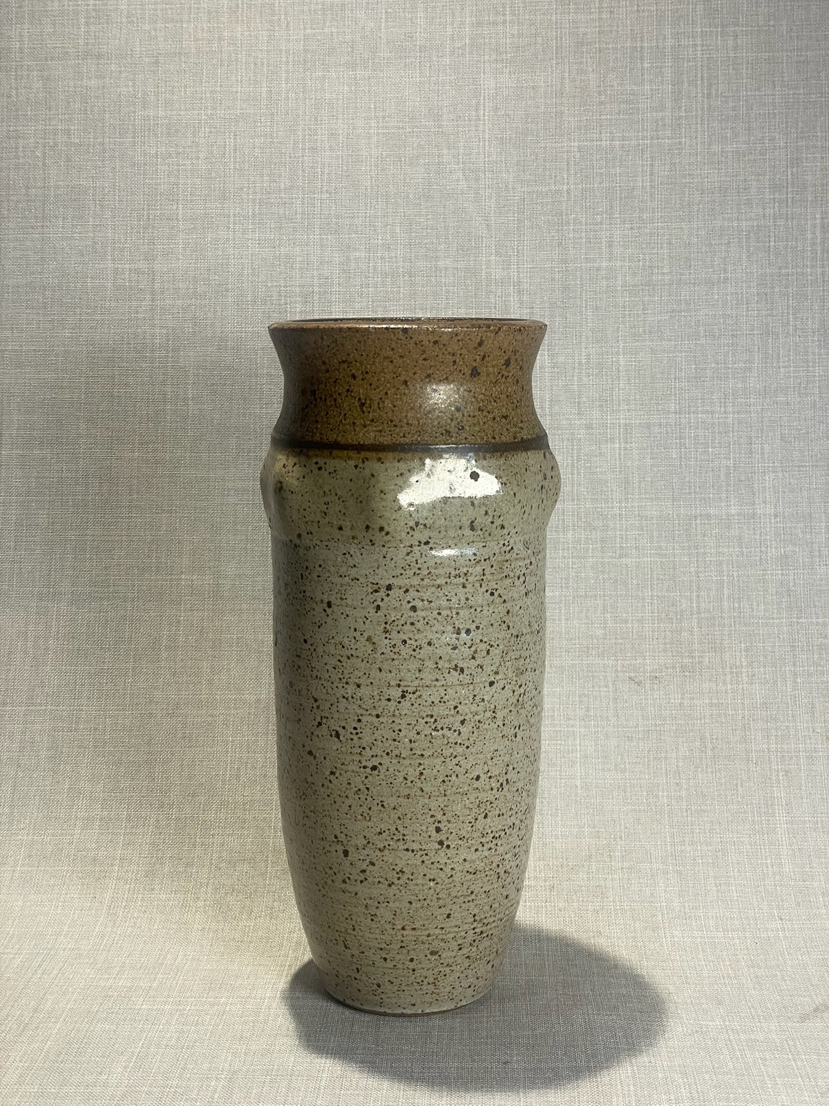 Rustic Studio Pottery Vase Hand-Thrown Speckled Stoneware with Artist Signature