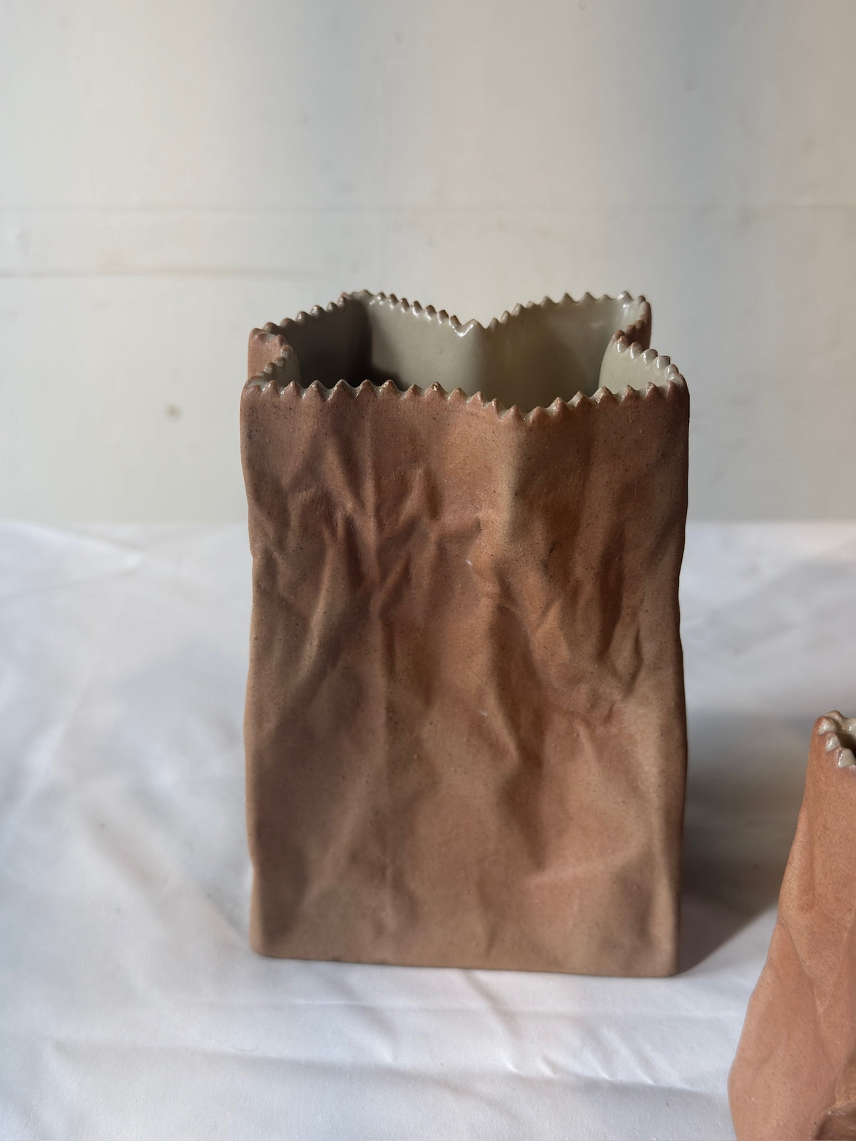 Tapio Wirkkala for Rosenthal “Paper Bag” Ceramic Vases, Germany, 1970s – Sculptural Set of 3