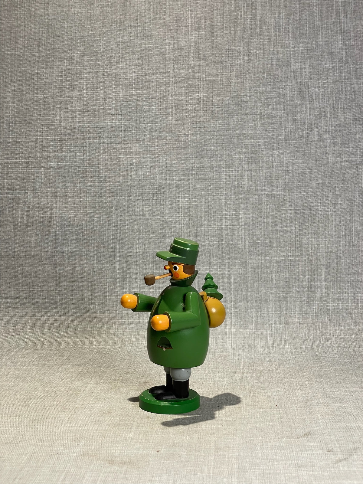 Vintage German Green Woodsman Incense Smoker Figurine with Pipe & Pack