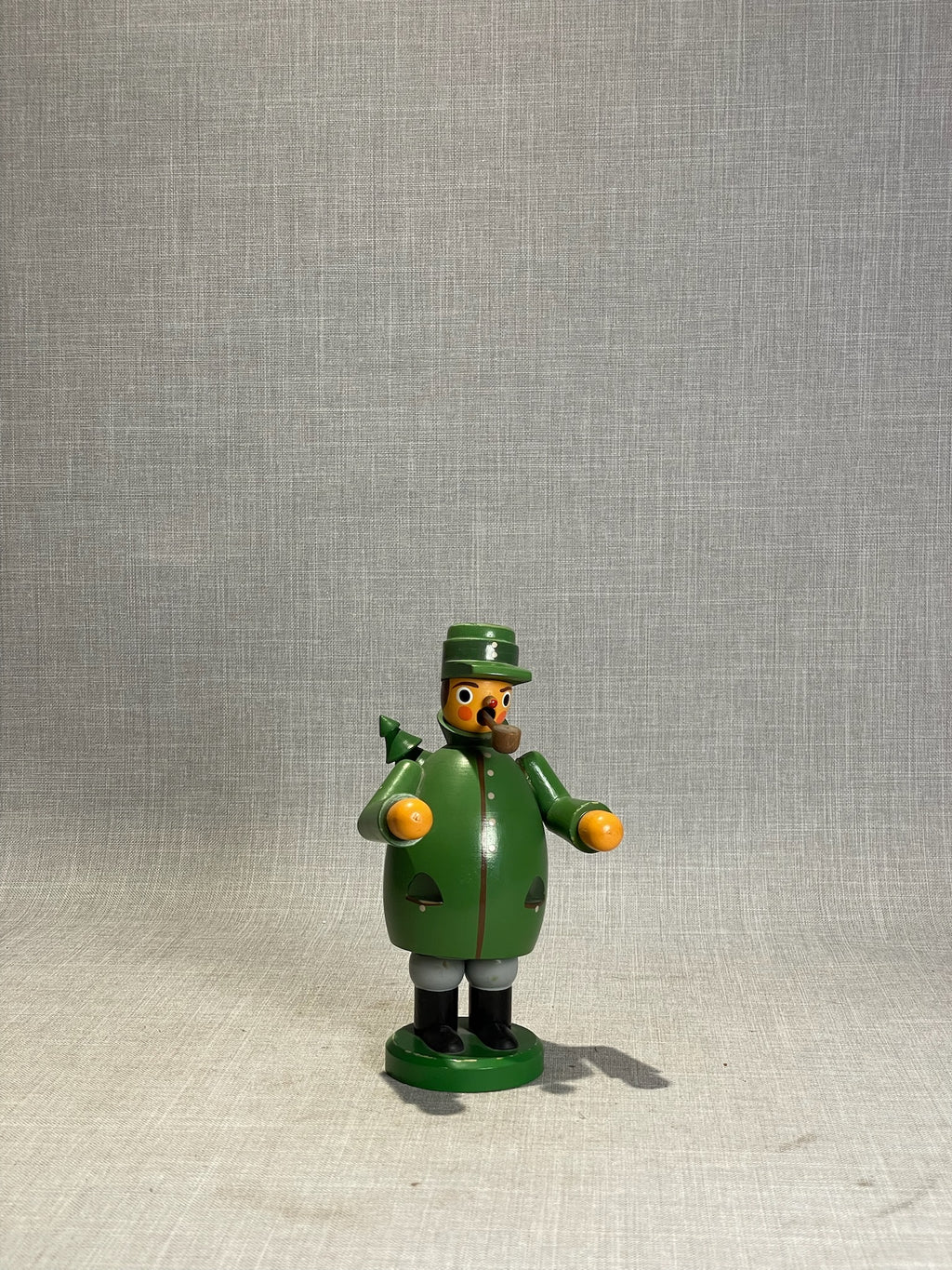 Vintage German Green Woodsman Incense Smoker Figurine with Pipe & Pack