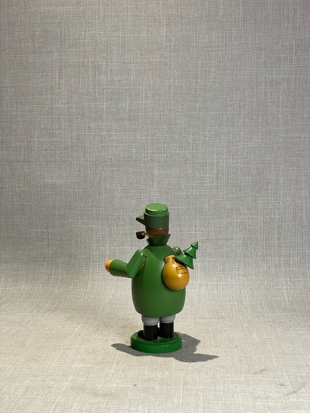Vintage German Green Woodsman Incense Smoker Figurine with Pipe & Pack