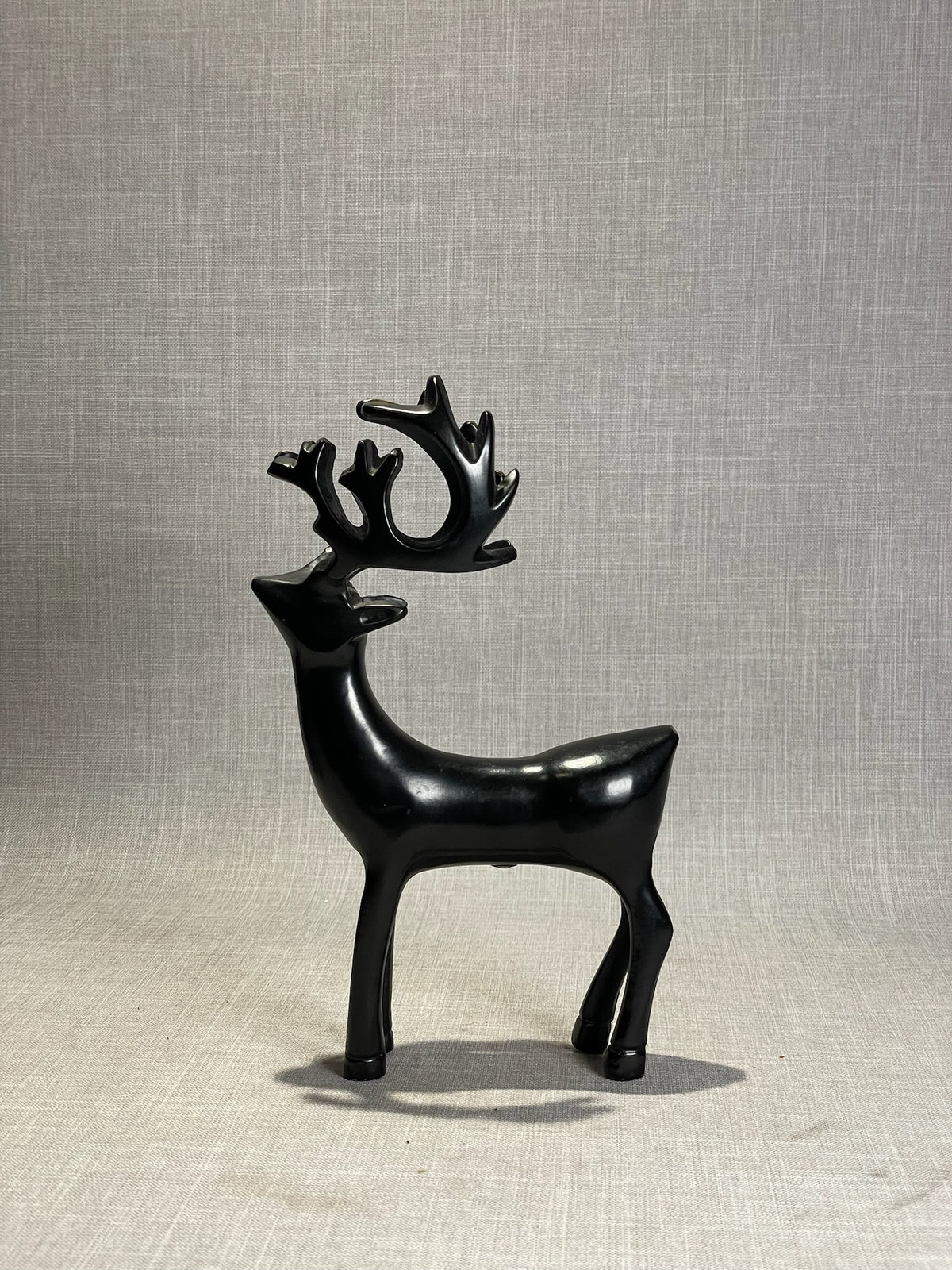 Elegant Modern Black Reindeer Sculpture with Abstract Antler Design