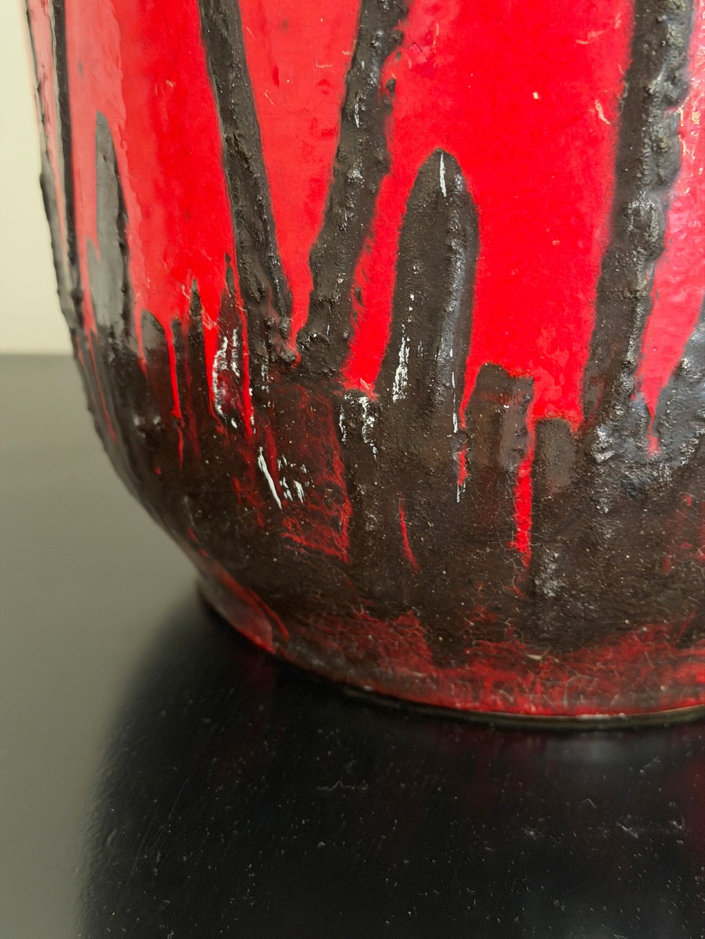 Red Fat Lava Horses Vase by Scheurich, Western Germany, 1960s