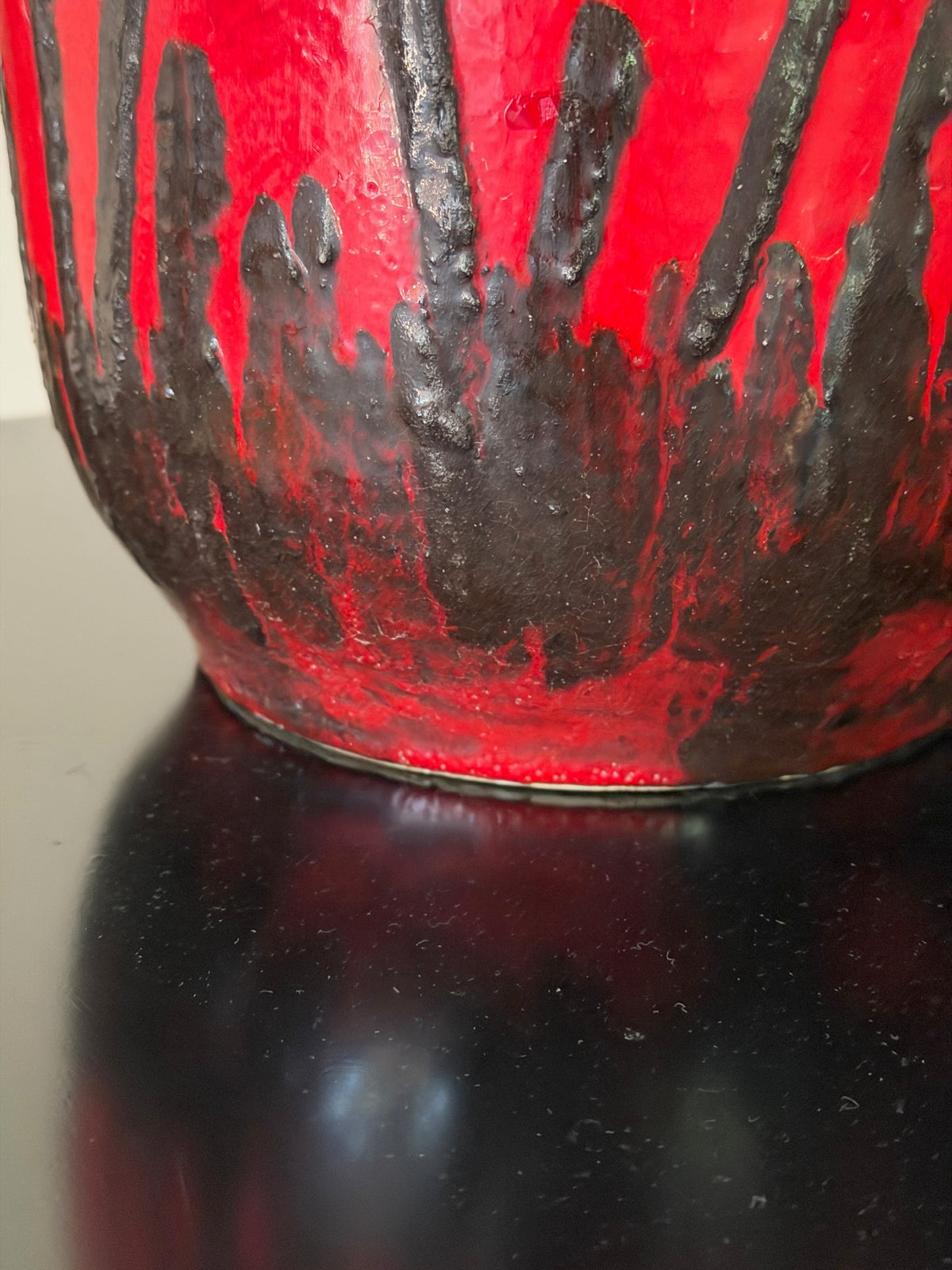 Red Fat Lava Horses Vase by Scheurich, Western Germany, 1960s
