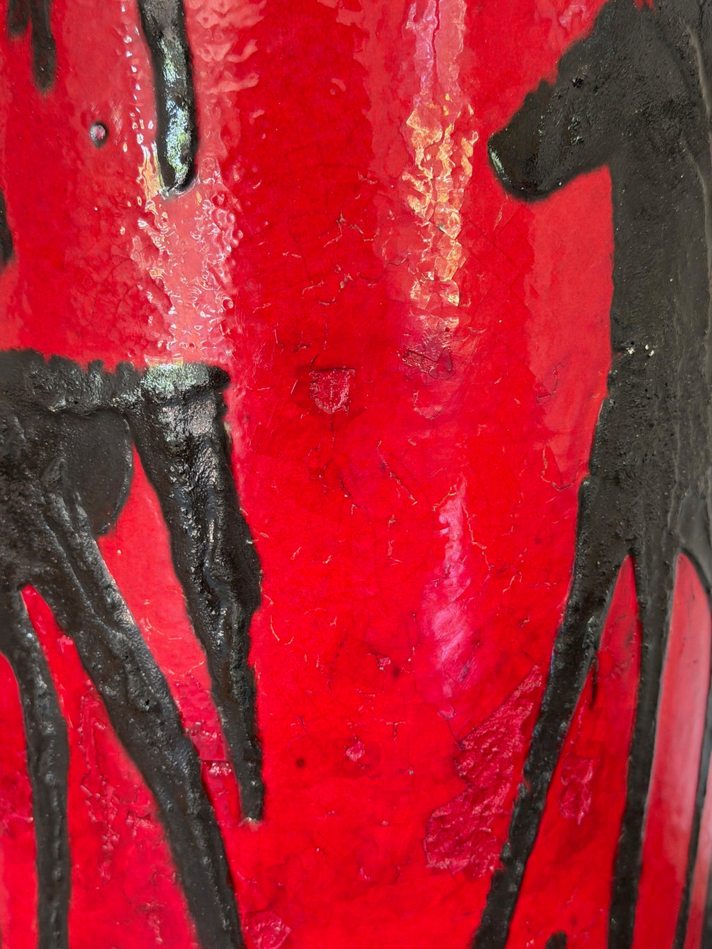 Red Fat Lava Horses Vase by Scheurich, Western Germany, 1960s