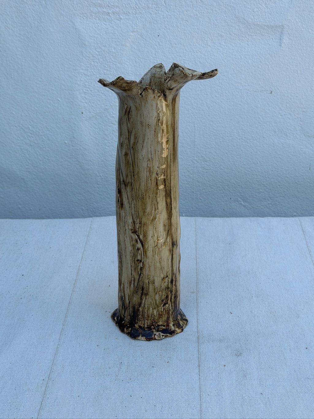 Organic modern studio pottery vase with textured surface