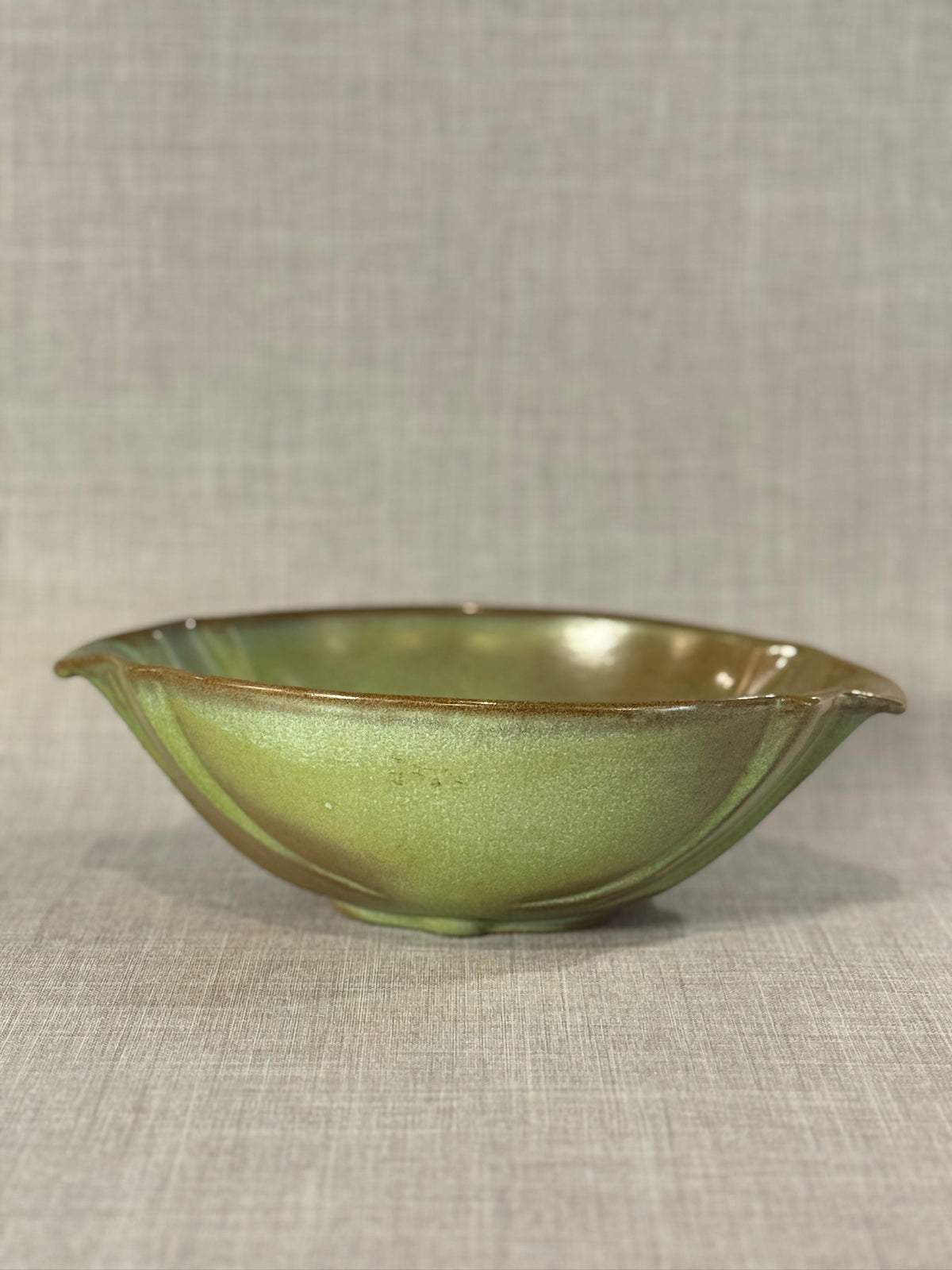 vintage frankoma ceramic bowl model 201 green glaze