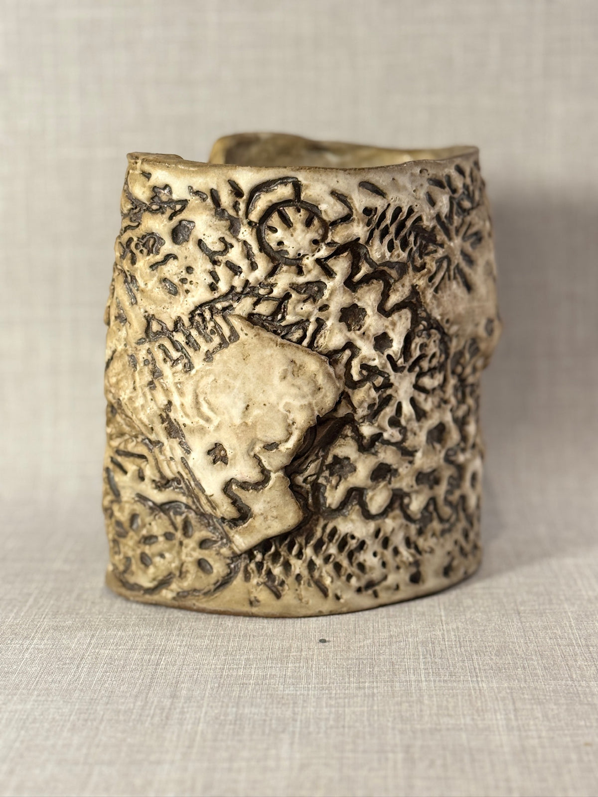 Organic Brutalist Studio Pottery Sculpture Vessel – Handcrafted Mid-Century Abstract Ceramic Art in Earth-Toned Glaze