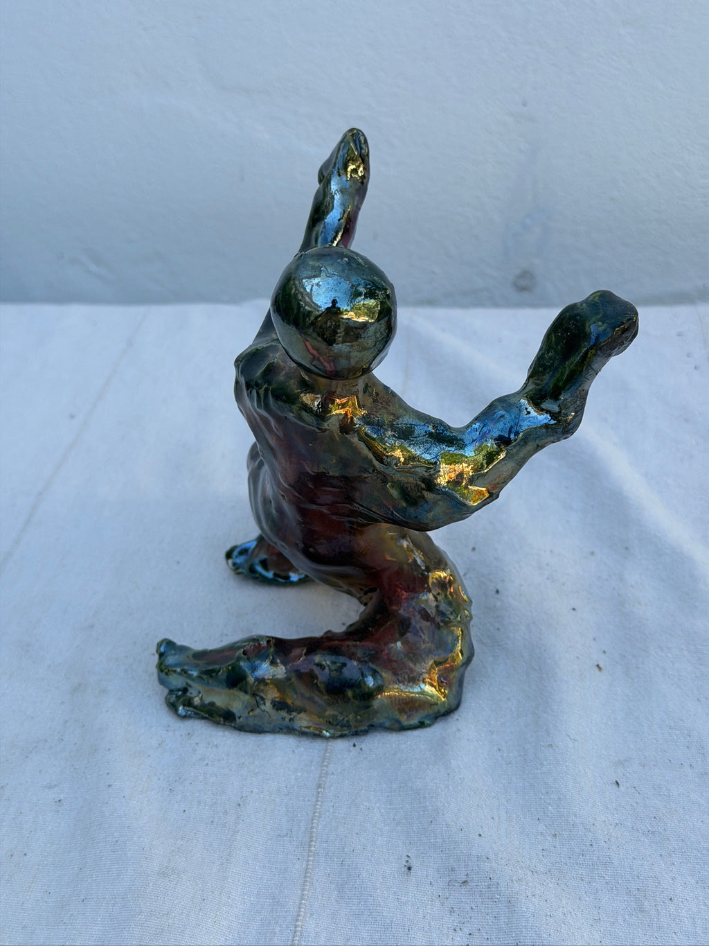Handbuilt ceramic figural sculptures with expressive glazed surfaces