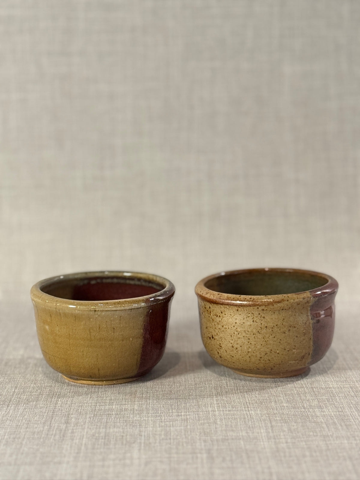 hand thrown stoneware bowls vintage studio pottery set